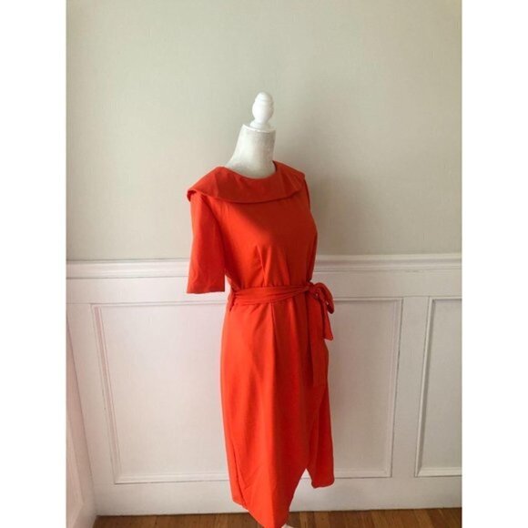 Metamorphosis Girl Orange Stretch Midi Dress - Picture 4 of 6